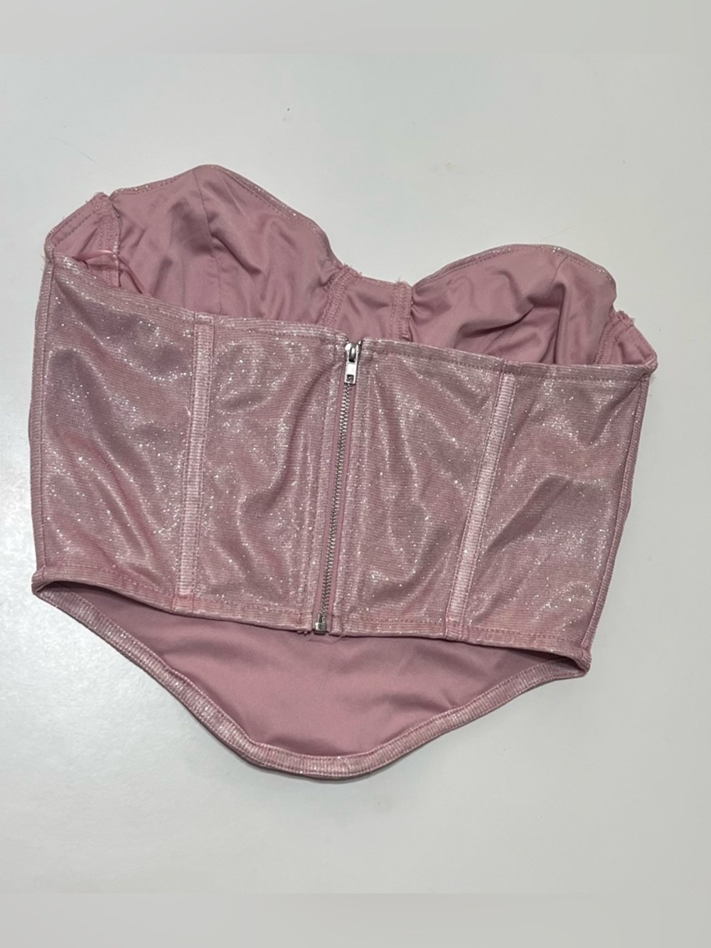 American Threads Shimmery Pink Bustier Corset Top - Picture 2 of 5
